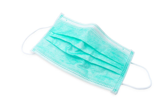 Hygienic mask or surgical earloop face mask isolated on white background with clipping path. anti virus and bacteria protective face air pollution, environmental and protection concept.