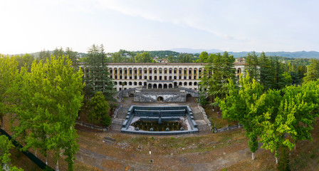 The ruins of the old Soviet sanatorium Miner, whose architecture which is basically a synthesis of...