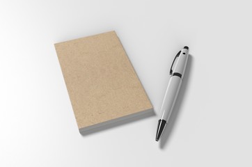 Blank note pad template, 3d render illustration.
