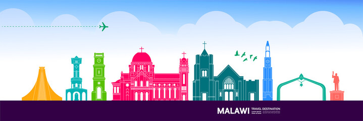 Malawi travel destination grand vector illustration. 