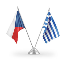 Greece and Czech Republic table flags isolated on white 3D rendering