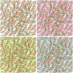 seamless pattern set of seamless patterns with yellow-green narrow leaves