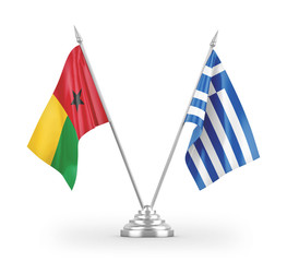 Greece and Guinea-Bissau table flags isolated on white 3D rendering