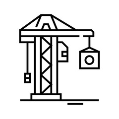 Crane work line icon, concept sign, outline vector illustration, linear symbol.