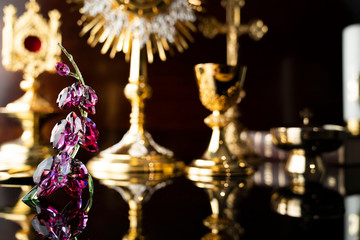 Catholic symbols composition. Religion concept.