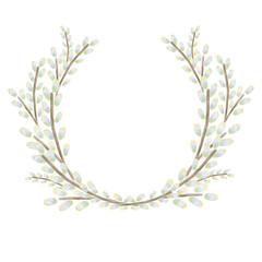 Willow bouquet on the white background, scrapbooking, invitation, greeting card, high quality for print, botanical ornament