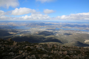 Blick vom Mt Wellington auf Hobart. Tasmanien. Australien