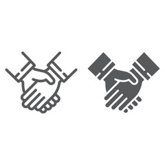 Handshake line and glyph icon, business and deal, partnership sign, vector graphics, a linear pattern on a white background, eps 10.