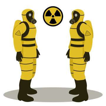 man with yellow radiation suit, vector