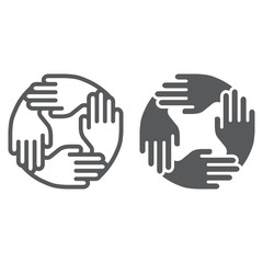 Obraz premium Teamwork line and glyph icon, business and team, partnership sign, vector graphics, a linear pattern on a white background, eps 10.