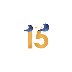 15 Years Anniversary Celebration Gold Elegant Vector Template Design Illustration
