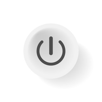 Abstract button with power button push icon. 3d illustration isolated