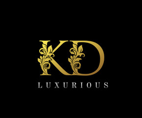 Golden Letter KD Logo Icon . Initial Letter K and D Design Vector Luxury Gold Color.Print monogram initials stamp sign symbol.