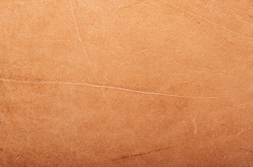 Natural vegetable tanned leather closeup macro full frame texture showing top grain and scratch wear marks