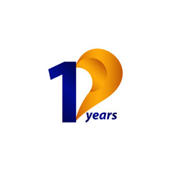 10 Years Anniversary Celebration Gold Blue Unique Vector Template Design Illustration