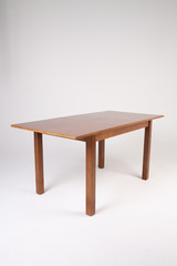 Single brown table with empty surface on an isolated white background