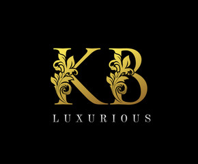 Golden Letter KB Logo Icon . Initial Letter K and B Design Vector Luxury Gold Color.Print monogram initials stamp sign symbol.