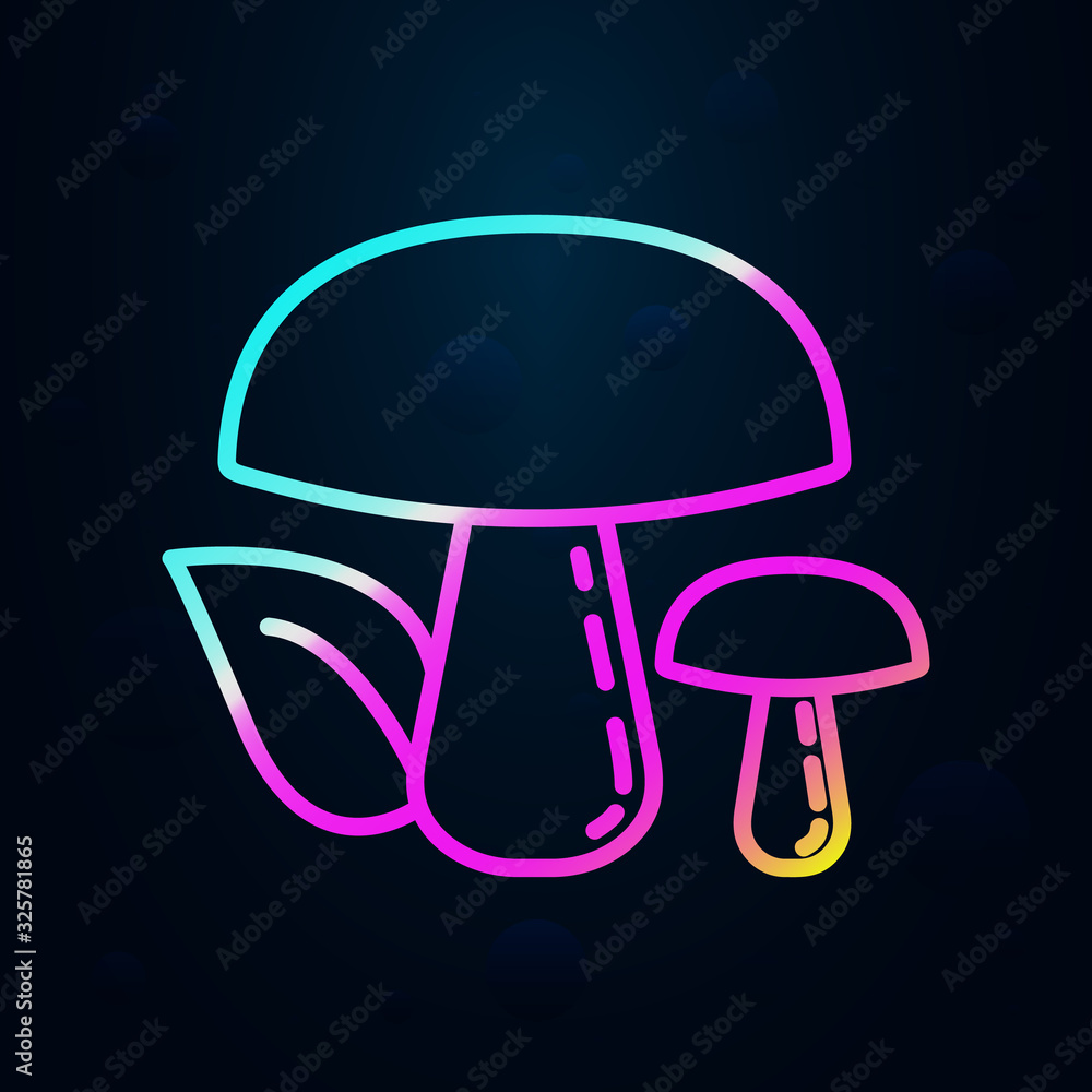 Poster mushroom in nolan style icon. simple thin line, outline vector of vegetables icons for ui and ux, we