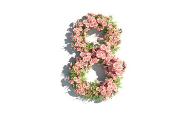 eight of a variety of colors for International Women's Day, 3D render