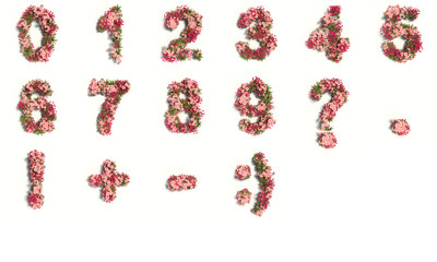 numbers from many colors. spring mood. 3D render