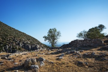 Mycenae - an archaeological site near Mykines in Argolis, Peloponnese, Greece. In the second millennium BC, Mycenae was one of the major centres of Greek civilization.