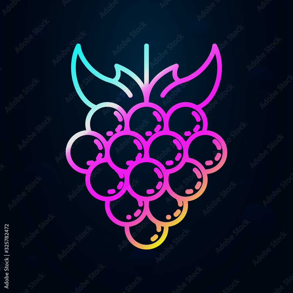 Poster grapes in nolan style icon. simple thin line, outline vector of vegetables icons for ui and ux, webs