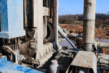 Drilling rig. Drilling deep wells. Coring. Industry. Mineral exploration.