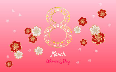 8 March Women's Day greeting card template