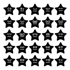 star emoji, emoticon set vector