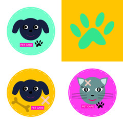 Set of veterinary logos vector, pet care logo collection