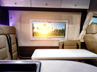 Camper interior and free space for your decoration. 