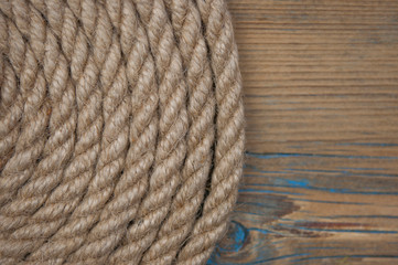 Vintage background with wooden log and hemp rope © vadim yerofeyev