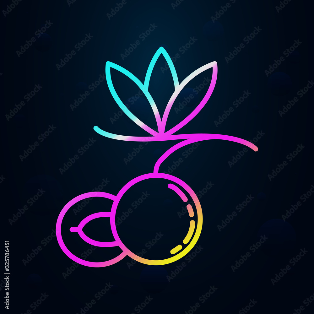 Poster peach in nolan style icon. simple thin line, outline vector of vegetables icons for ui and ux, websi