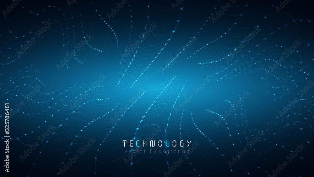 Poster blue abstract data visualization analysis technology system vector background,futuristic data flow cyberspace background,speed network connection technology concept,copy space tech backdrop