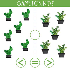 Game for kids. More, less or equal.Education logic game for preschool kids,