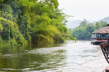 Relaxing on river view, Vacation time with river and park view natural touch located in Sai Yok, Kanchanaburi,Thailand.