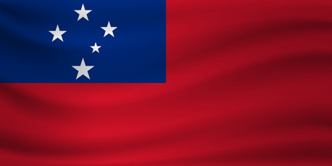 Waving flag of Samoa. Vector illustration