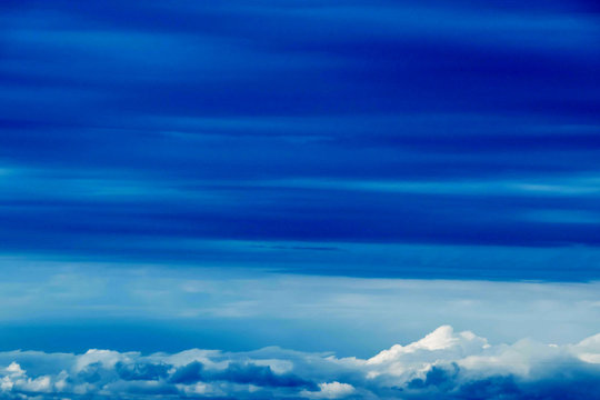 Blue Ocean Sky Seascape With Cloud For Peacful Cloud Space Background Concept