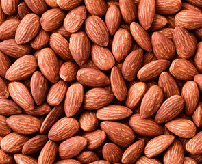 Peeled almonds close-up. The view from the top