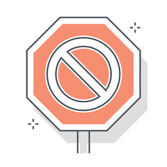 Stop sign related color line vector icon, illustration