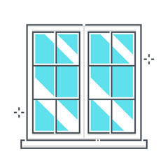 Window related color line vector icon, illustration