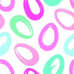 Vector seamless pattern with pretty pink and blue hand drawn eggs. Holiday easter design.
