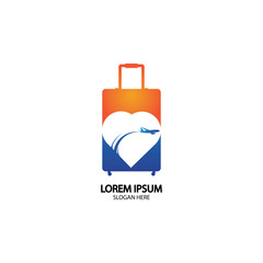 Travel logo, holidays, tourism, business trip company logo design. bag vector with airplane
