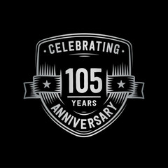 105 years anniversary celebration shield design template. Vector and illustration.