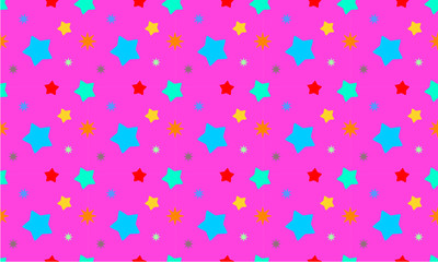 colorful star on pink background. vector seamless pattern background.