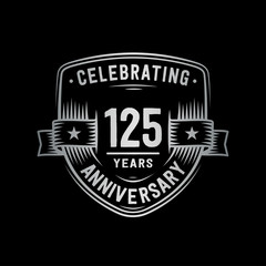 125 years anniversary celebration shield design template. Vector and illustration.