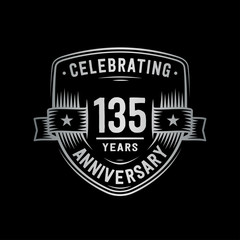 135 years anniversary celebration shield design template. Vector and illustration.