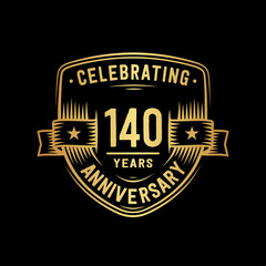 Fototapeta premium 140 years anniversary celebration shield design template. Vector and illustration.