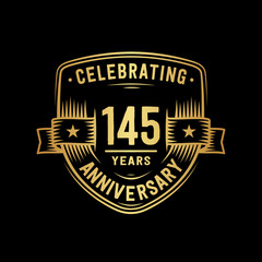 145 years anniversary celebration shield design template. Vector and illustration.
