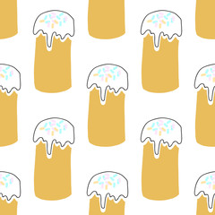 Seamless pattern illustration Easter traditional cake Vector on white